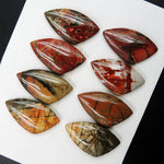 Undrilled Natural Red Creek Jasper Stone Cabochon Set Freeform Irregular Cab Picasso Jasper Cherry Creek Jasper Cabochon Set C215