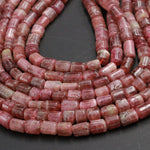Natural Red Pink Tourmaline Tube Cylinder Beads Rondelle Chunk Raw Real Genuine Natural Reddish Pink Tourmaline Gemstone 16" Strand