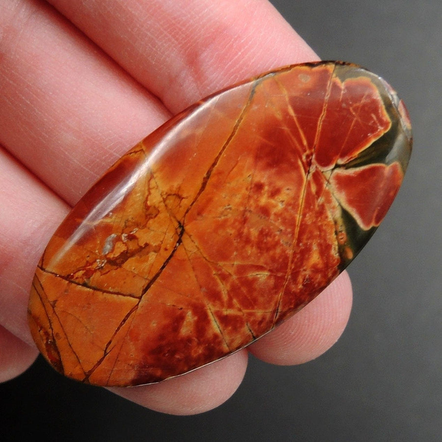 Red Creek Jasper Undrilled Multicolored Oval Natural Stone Cabochon Cab C193