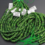 Natural Chrome Diopside 7mm 8mm Beads Smooth Rondelle Real Genuine Green Chrome Diopside Gemstone 16" Strand