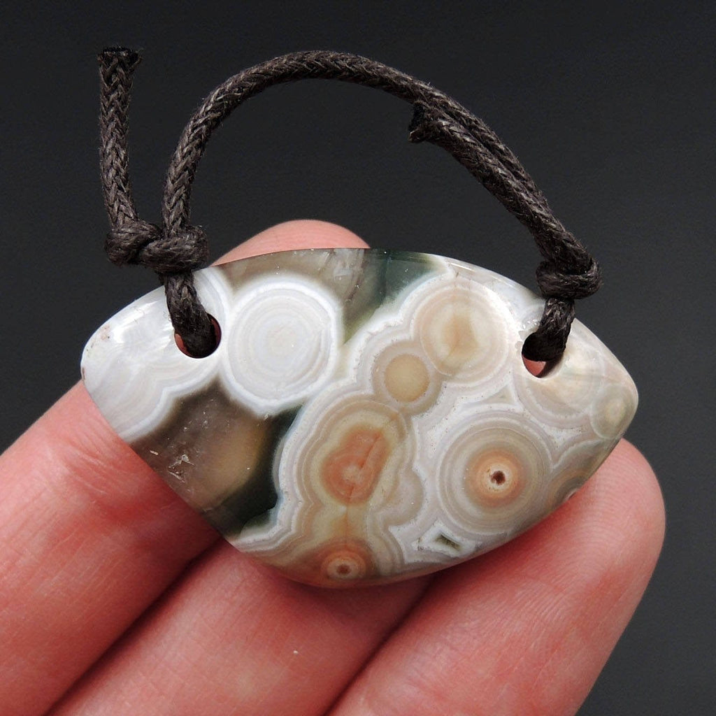 Ocean Jasper Pendant Natural Ocean Jasper Pendant Yellow White Green Drilled Two Hole Pendant P1269