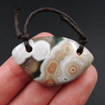 Ocean Jasper Pendant Natural Ocean Jasper Pendant Yellow White Green Drilled Two Hole Pendant P1269
