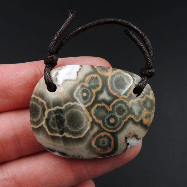 Ocean Jasper Pendant Natural Ocean Jasper Pendant Yellow Orange White Grey Green Drilled Two Hole Pendant P1274