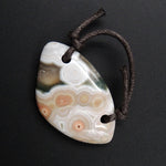 Ocean Jasper Pendant Natural Ocean Jasper Pendant Yellow White Green Drilled Two Hole Pendant P1269