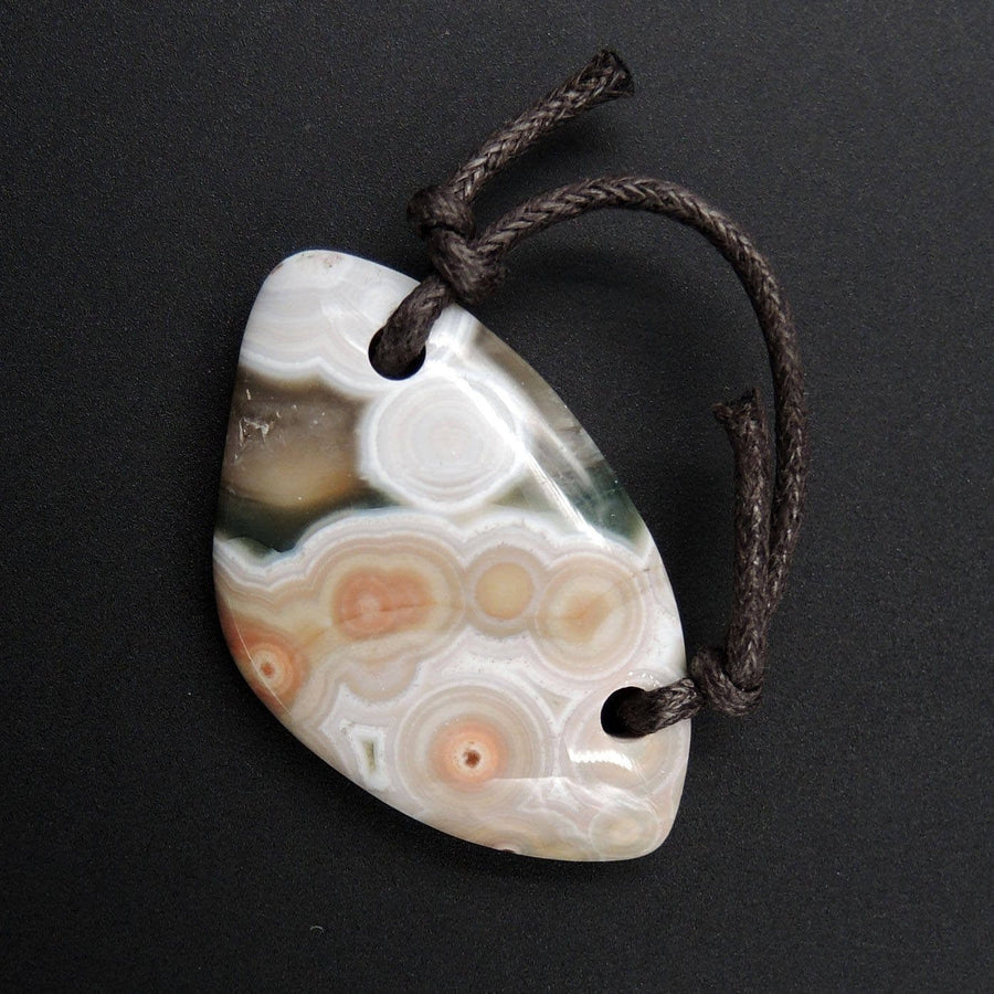 Ocean Jasper Pendant Natural Ocean Jasper Pendant Yellow White Green Drilled Two Hole Pendant P1269
