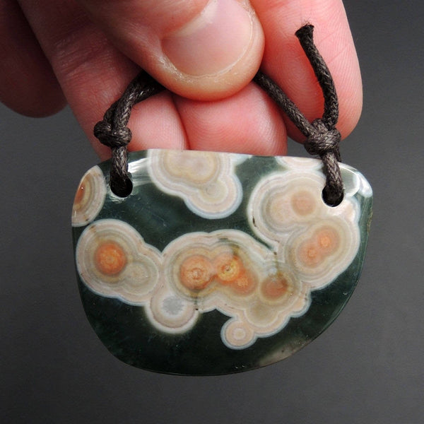 Ocean Jasper Pendant Natural Ocean Jasper Pendant Orange Yellow White Green Drilled Two Hole Pendant P1267