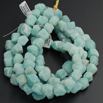 Large Natural Amazonite Beads Nugget Rough Raw Matte Amazonite Beads Organic Freeform Irregular Hand Hammered Sea Blue Gemstone 16" Strand