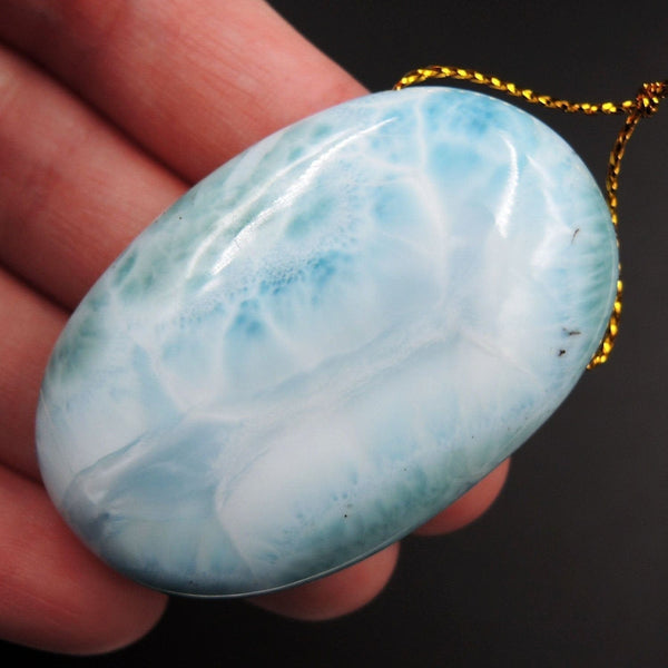 Natural AAA+ Quality Blue Larimar Pendant Stone Side Drilled Freeform Irregular Pendant Hand Cut Large Focal Bead Stone P1954