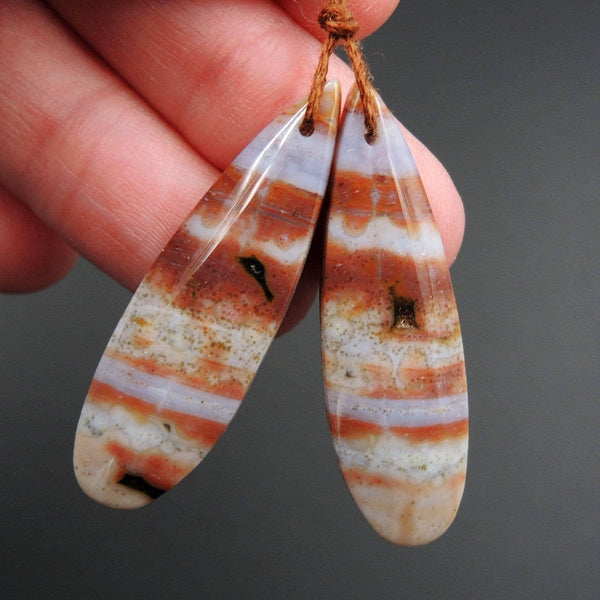 Ocean Jasper Earring Pair Teardrop Cabochon Cab Pair Drilled Matched Earrings Bead Pair Natural Stone E2490