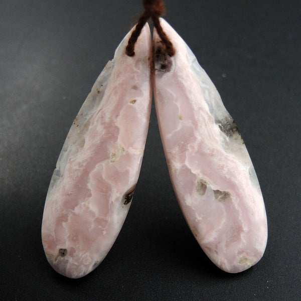 Pink Opal Earring Pair Teardrop Cabochon Cab Pair Drilled Matched Earrings Natural Bead Pair E3157