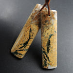 Drilled Natural Green Canyon Jasper Earring Pair Rectangle Cabochon Cab Pair Drilled Matched Earrings Bead Pair E3155