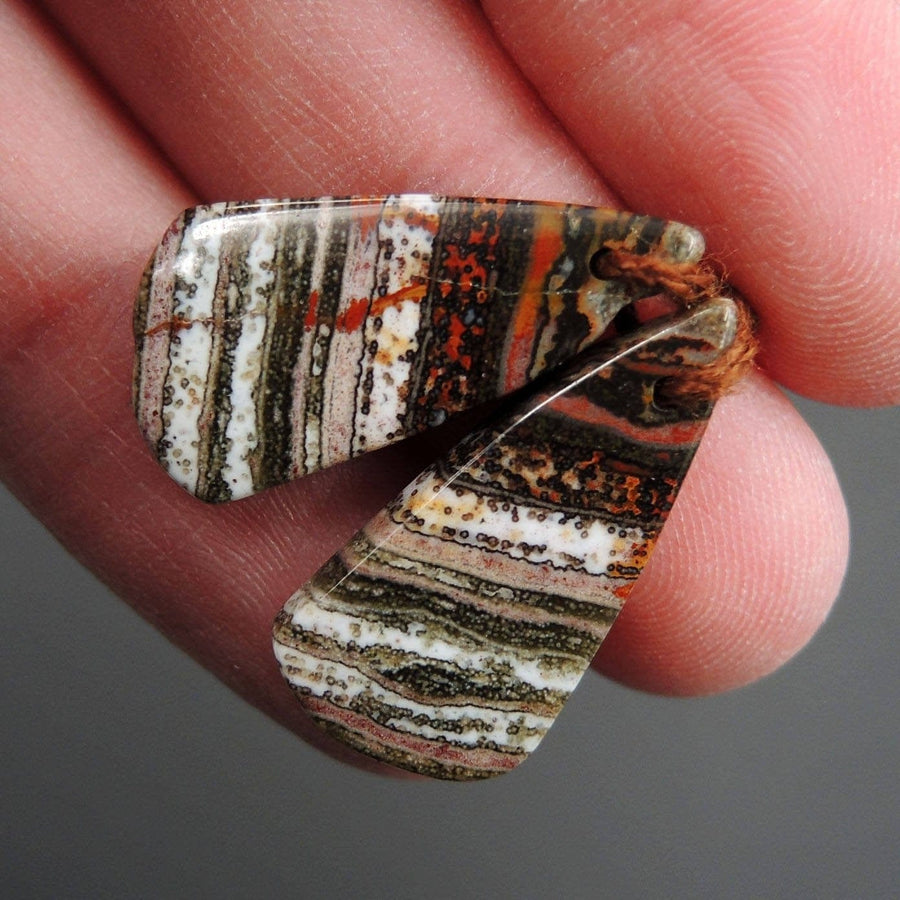 Ocean Jasper Earring Pair Triangle Cabochon Cab Pair Drilled Matched Earrings Bead Pair Natural Stone E2493