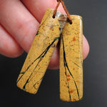 Drilled Natural Green Canyon Jasper Earring Pair Rectangle Cabochon Cab Pair Drilled Matched Earrings Bead Pair E3154
