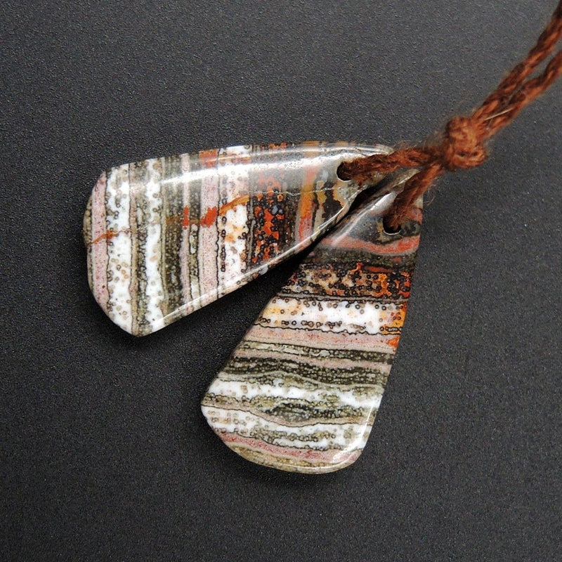 Ocean Jasper Earring Pair Triangle Cabochon Cab Pair Drilled Matched Earrings Bead Pair Natural Stone E2493