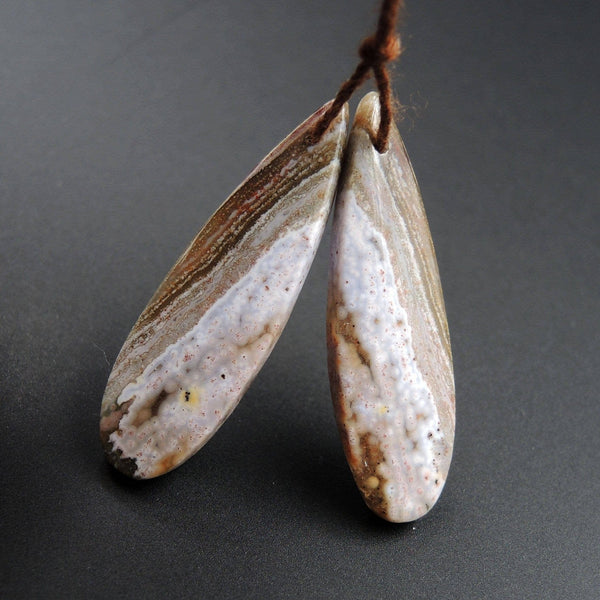 Ocean Jasper Earring Pair Teardrop Cabochon Cab Pair Drilled Matched Earrings Bead Pair Natural Stone E2480