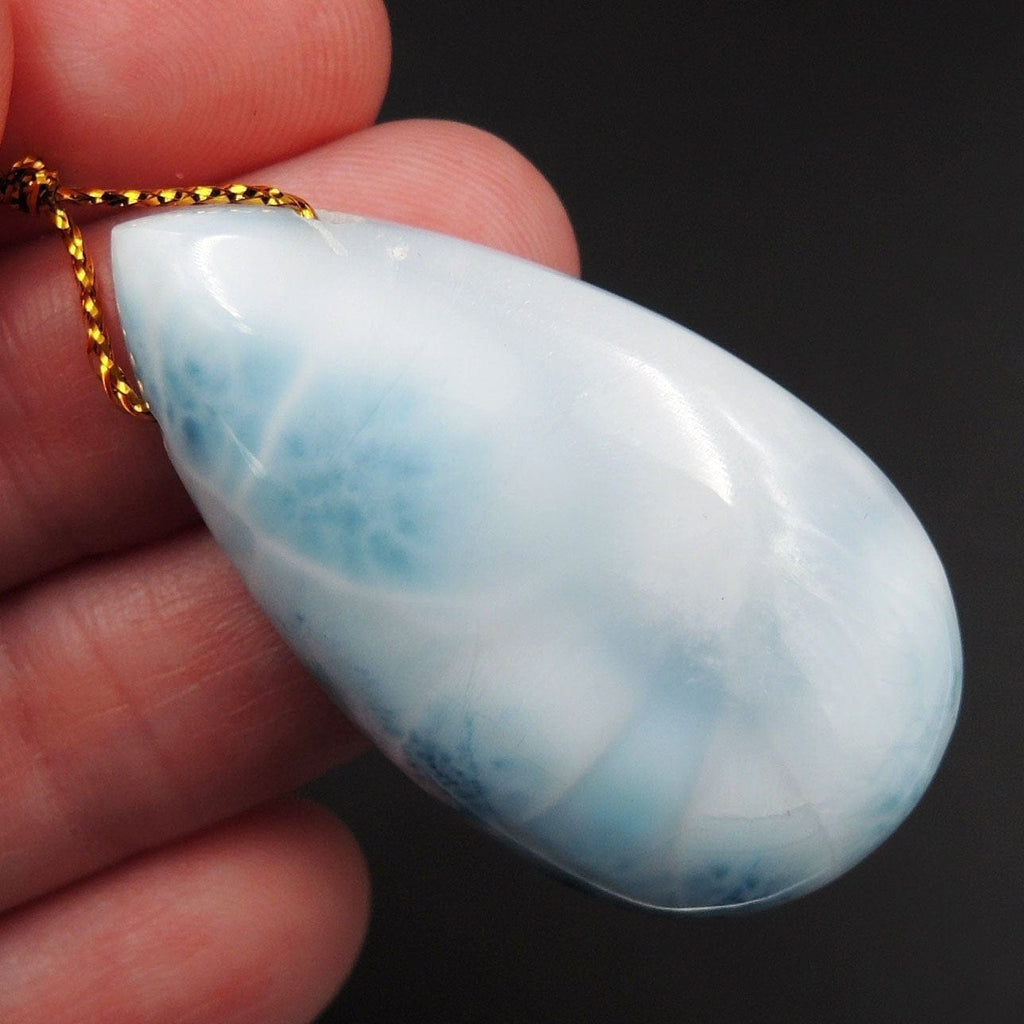 Natural AAA+ Quality Blue Larimar Pendant Stone Side Drilled Teardrop Pendant Hand Cut Large Focal Bead Stone P1947