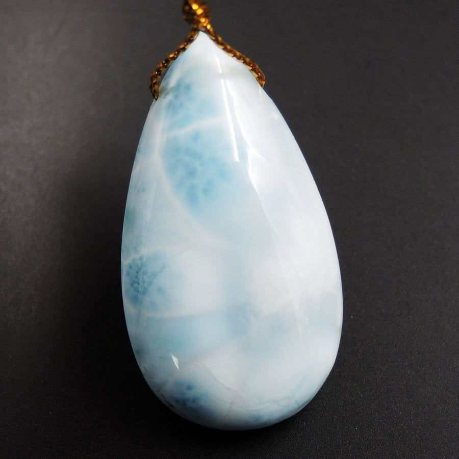 Natural AAA+ Quality Blue Larimar Pendant Stone Side Drilled Teardrop Pendant Hand Cut Large Focal Bead Stone P1947