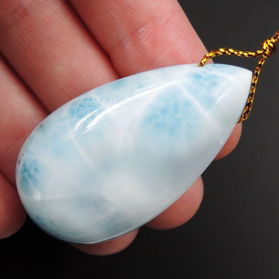 Natural AAA+ Quality Blue Larimar Pendant Stone Side Drilled Teardrop Pendant Hand Cut Large Focal Bead Stone P1947