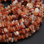 Mexican Fire Opal Beads Raw Rough Natural Freeform Nugget Genuine Real Rich Fiery Red Orange Opal Chip Gemstone Beads 16" Strand