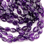 AA Natural Amethyst Oval Beads 10mm x 8mm Smooth Nugget Good For Earrings Genuine Real Rich Purple Amethyst Gemstone Beads 16" Strand