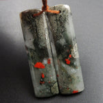 Drilled Earring Pair Stone Natural African Bloodstone Pyrite Matched Cabochon Pair Cab Pair Symmetrical Rectangle Shaped Earring Beads E3094