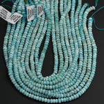 Natural Blue Larimar 7mm x 4mm Smooth Rondell Beads Real Genuine Larimar Gemstone Full 16" Strand