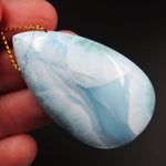 Large Natural AAA+ Quality Blue Larimar Pendant Stone Side Drilled Teardrop Pendant Hand Cut Large Focal Bead Stone P1944