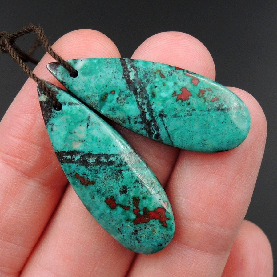 Sonora Sunrise Cuprite Teardrop Cabochon Cab Pair Drilled Gemstone Pair Matched Earrings Bead Pair Natural Stone E3007
