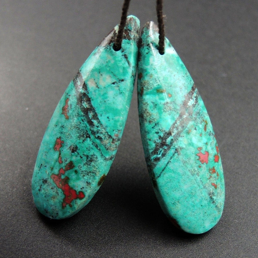 Sonora Sunrise Cuprite Teardrop Cabochon Cab Pair Drilled Gemstone Pair Matched Earrings Bead Pair Natural Stone E3007