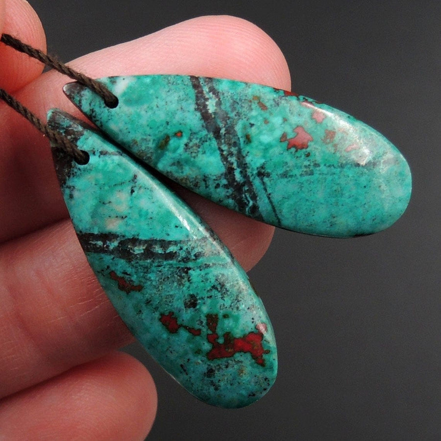Sonora Sunrise Cuprite Teardrop Cabochon Cab Pair Drilled Gemstone Pair Matched Earrings Bead Pair Natural Stone E3007