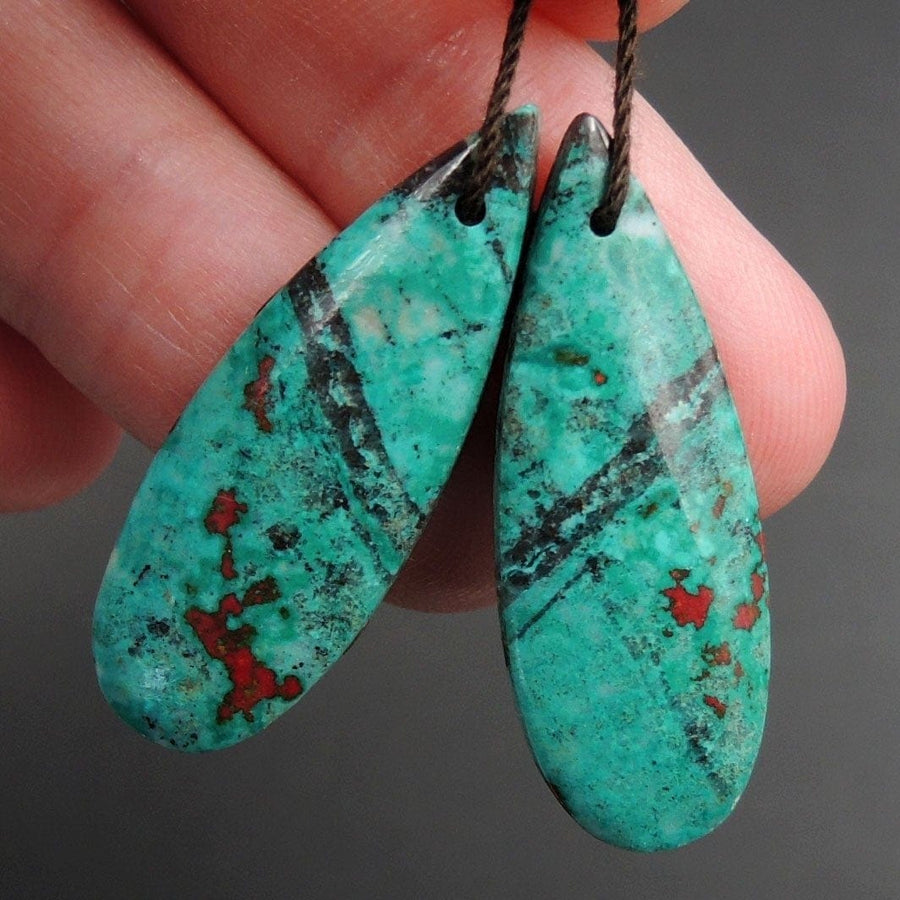 Sonora Sunrise Cuprite Teardrop Cabochon Cab Pair Drilled Gemstone Pair Matched Earrings Bead Pair Natural Stone E3007