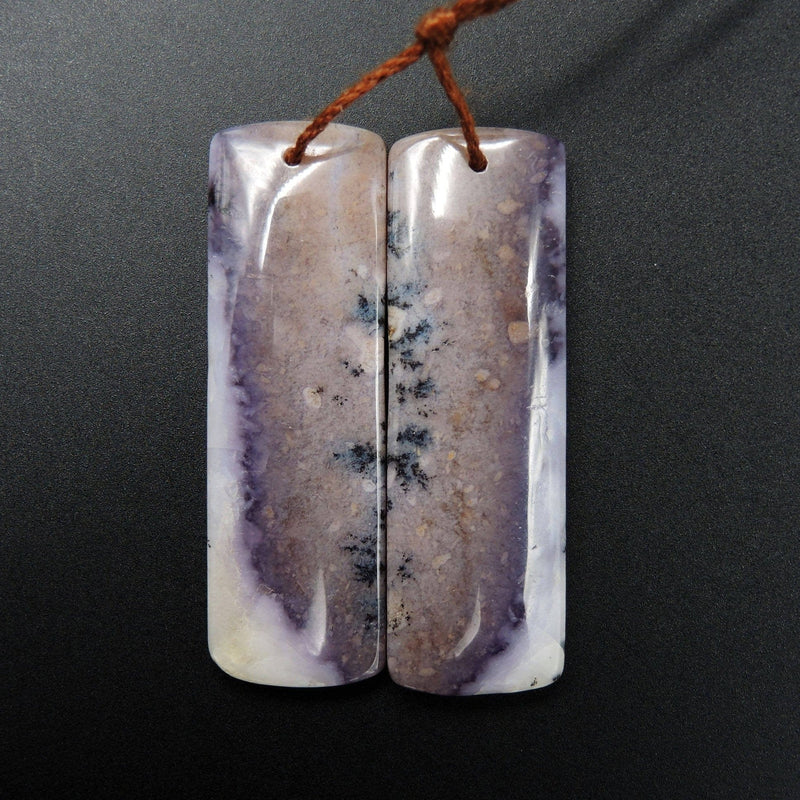Natural Amethyst Sage Chalcedony Earring Pair Cabochon Cab Pair Drilled Matched Earrings Bead Pair Natural Stone E2402