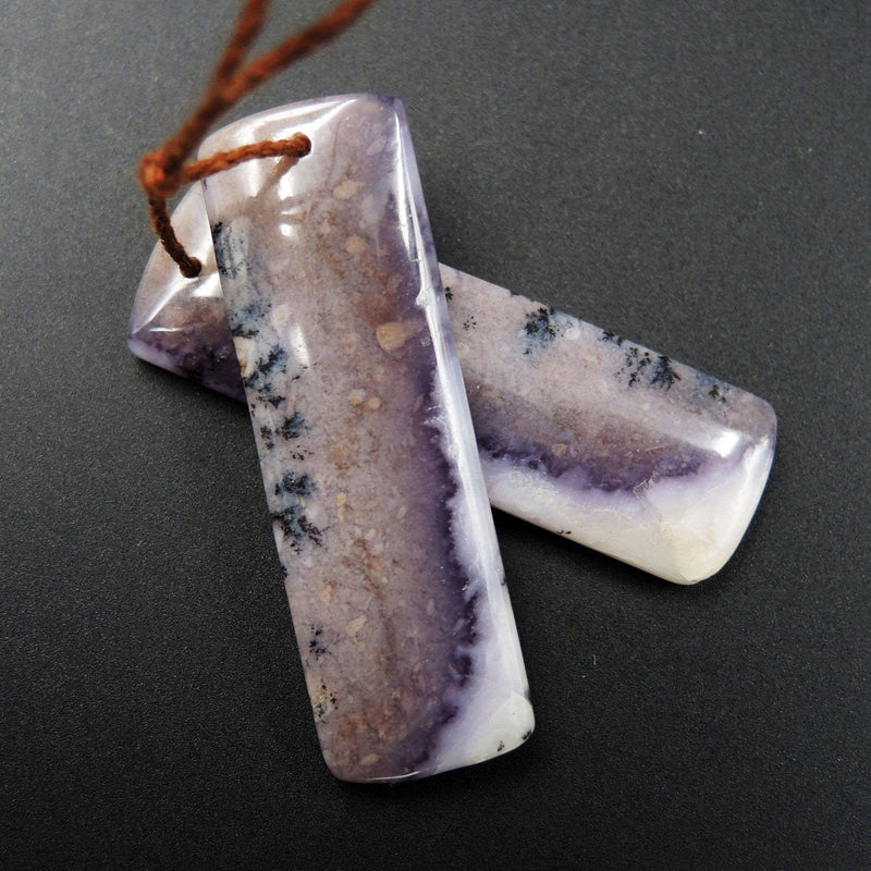 Natural Amethyst Sage Chalcedony Earring Pair Cabochon Cab Pair Drilled Matched Earrings Bead Pair Natural Stone E2402