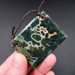 Natural Ocean Jasper Pendant Green White Pink Orbs Drilled Faceted Rectangle Pendant 2 Hole Pendant P418