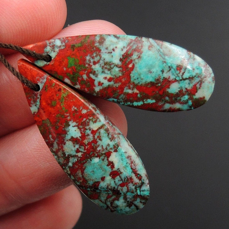 Sonora Sunrise Cuprite Teardrop Cabochon Cab Pair Drilled Gemstone Pair Matched Earrings Bead Pair Natural Stone E2980
