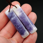 Natural Mexican Purple Opal Earring Pair Drilled Rectangle Cabochon Cab Drilled Matched Earrings Bead Pair Natural Stone E2357