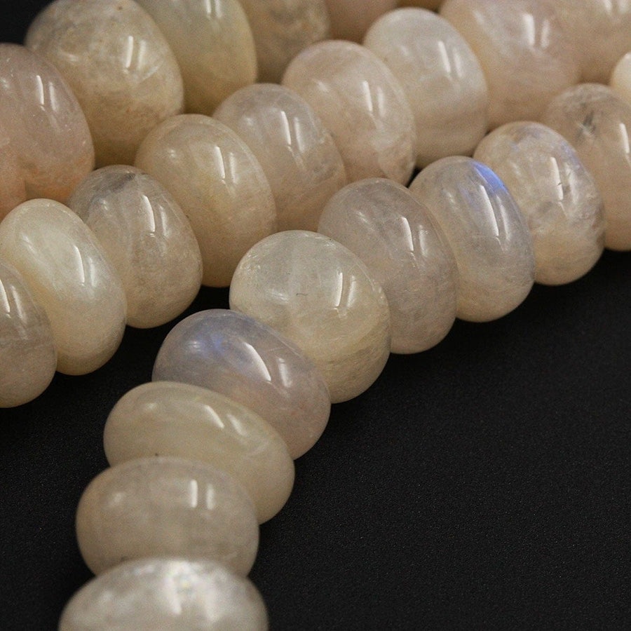 Flashy Blue Fire~ Rare Natural Rose Moonstone Roundel Beads Freeform Rondelle Saucer Center Drilled Disc Peach Rainbow Moonstone 16" Strand