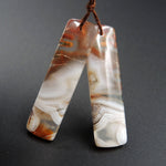 Natural Botswana Agate Rectangle Cabochon Cab Pair Drilled Matched Earrings Bead Pair Natural Stone E1385