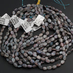 Rare Natural Red Blue Kyanite 7mm x 10mm Oval Beads A Quality Chatoyant Silvery Blue And Red Gemstone 16" Strand