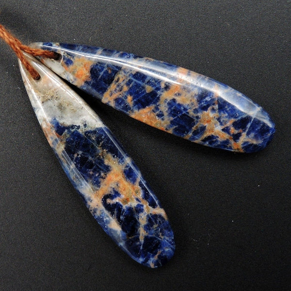Natural African Orange Sodalite Earring Pair Teardrop Cabochon Cab Pair Drilled Matched Earrings Bead Pair Natural Stone E3225