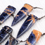Orange Sodalite Pendant Drilled Dagger Natural Stone Pendant Side Drilled Long Triangle Multi Color Blue Orange Sodalite