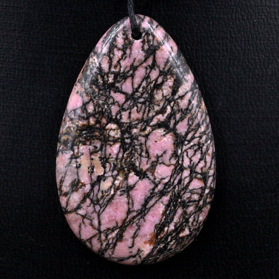 Natural Pink Rhodolite Pendant Teardrop Shape Pendant Top Drilled Bead