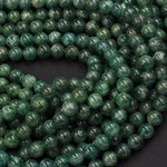 Rare Green Apatite 4mm 6mm 8mm Round Beads Natural Green Gemstone Round Beads Unusual Green Stone 16" Strand