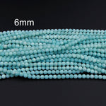 Natural Sea Blue Amazonite AA Grade 6mm Matte Round Beads, 8mm Matte Round Beads, 10mm Matte Round Beads 16" Strand