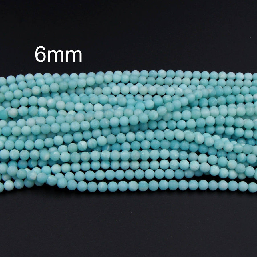 Natural Sea Blue Amazonite AA Grade 6mm Matte Round Beads, 8mm Matte Round Beads, 10mm Matte Round Beads 16" Strand