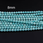 Natural Sea Blue Amazonite AA Grade 6mm Matte Round Beads, 8mm Matte Round Beads, 10mm Matte Round Beads 16" Strand