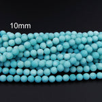 Natural Sea Blue Amazonite AA Grade 6mm Matte Round Beads, 8mm Matte Round Beads, 10mm Matte Round Beads 16" Strand