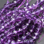 AAA Gem Quality Geometric Cut Diamond Star Cut Genuine 100% Natural Amethyst Faceted 8mm 10mm Round Beads Nugget Purple Gemstone 16" Strand