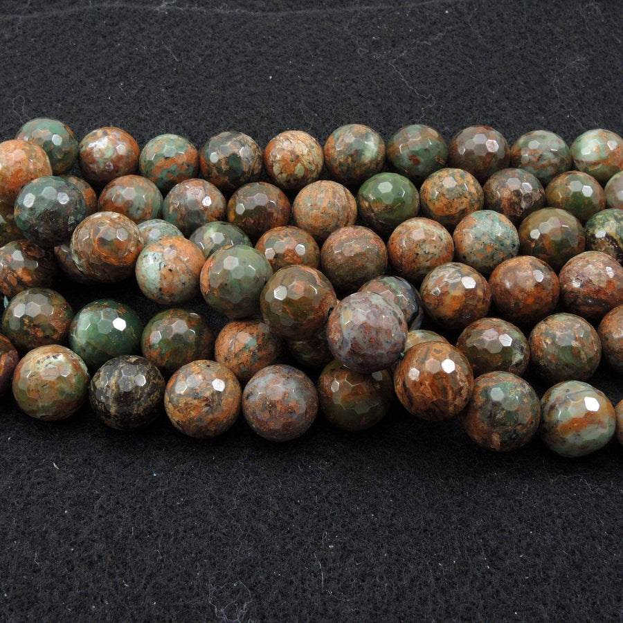 Rare Natural African Green Opal Faceted Round Beads 8mm 12mm 20mm Large Faceted Round Beads 16" Strand