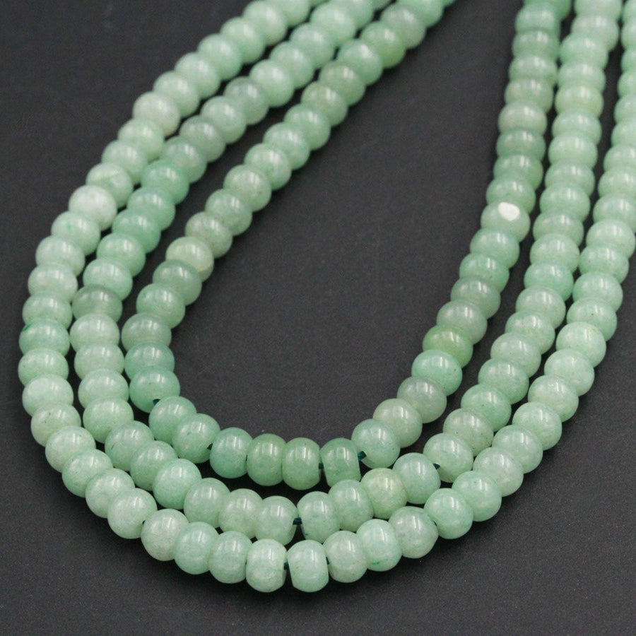 Natural Green Aventurine Beads Thick Rondelle 6mm 8mm Natural Green Gemstone 16" Strand